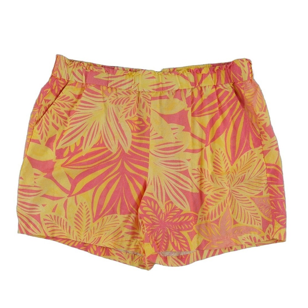 Talbots Shorts Women's Size 2X Pink Yellow Tropical Floral Linen Cotton